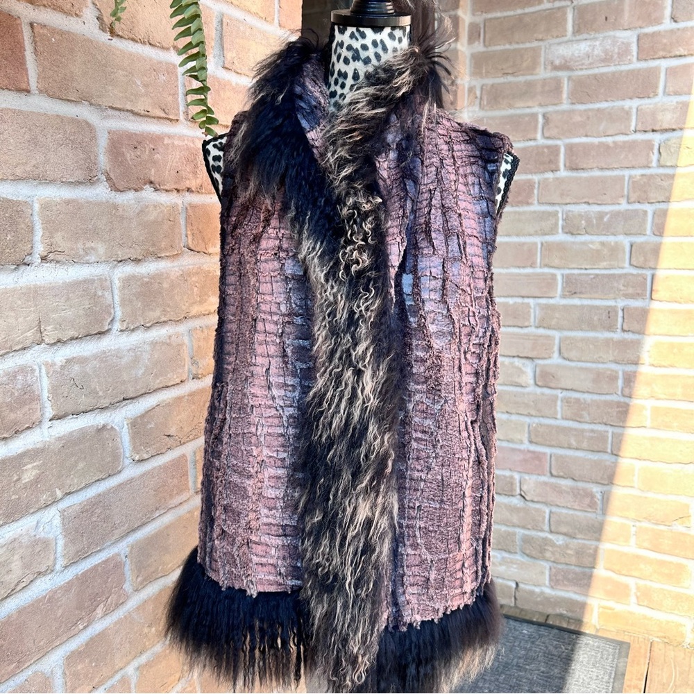 Mitchies Ranch Bred Fur Vest  Brown Black Whimsigoth Luxury Boho
